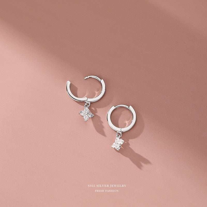 Sterling Silver Floral Hoop Earrings