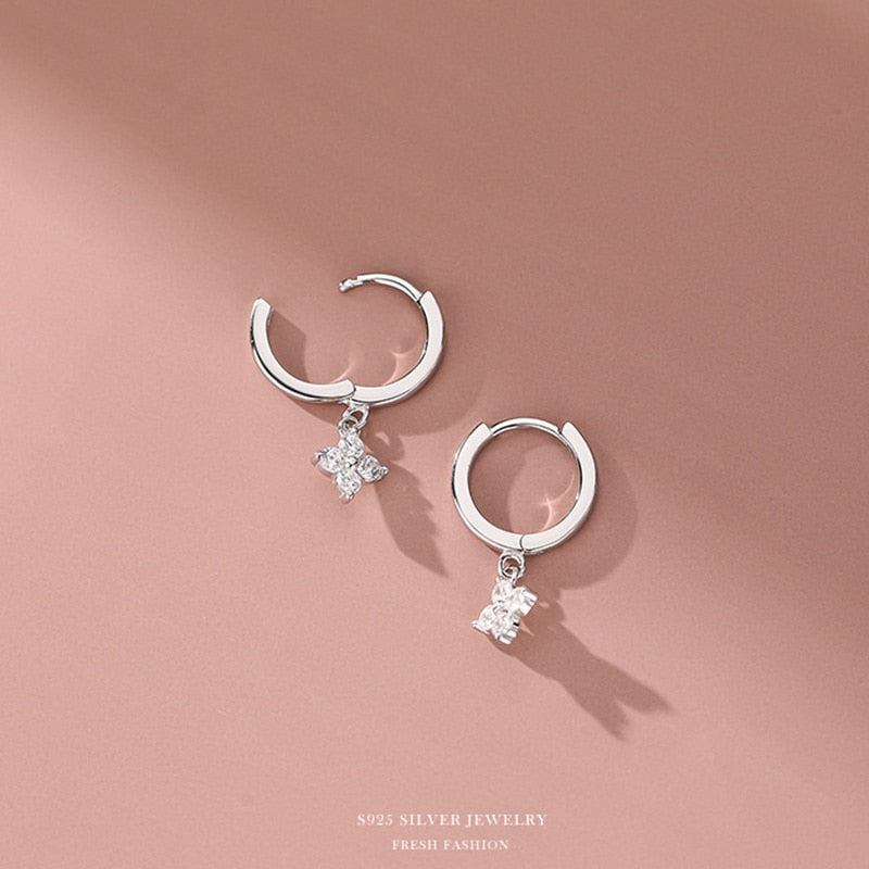 Sterling Silver Floral Hoop Earrings