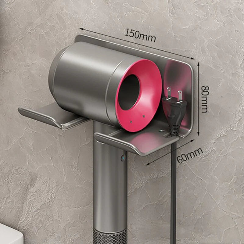 "Ultimate Hair Styling Station: Wall-Mounted Hair Dryer Holder and Organizer with Sleek Storage Box and Convenient Straightener Stand - For a Tidy and Stylish Bathroom Look"