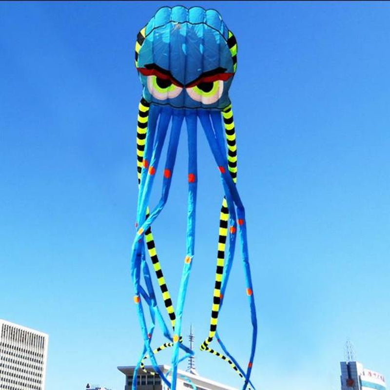 Professional title: "Premium 8-Meter Four-Color Octopus Kite - Large Animal Soft Kite for Outdoor Use - Inflatable Design for Adults - Easy to Fly Nylon Construction with High Tear Resistance"