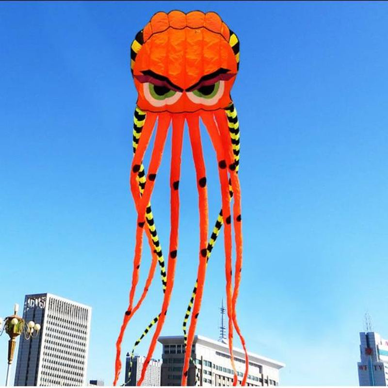 Professional title: "Premium 8-Meter Four-Color Octopus Kite - Large Animal Soft Kite for Outdoor Use - Inflatable Design for Adults - Easy to Fly Nylon Construction with High Tear Resistance"