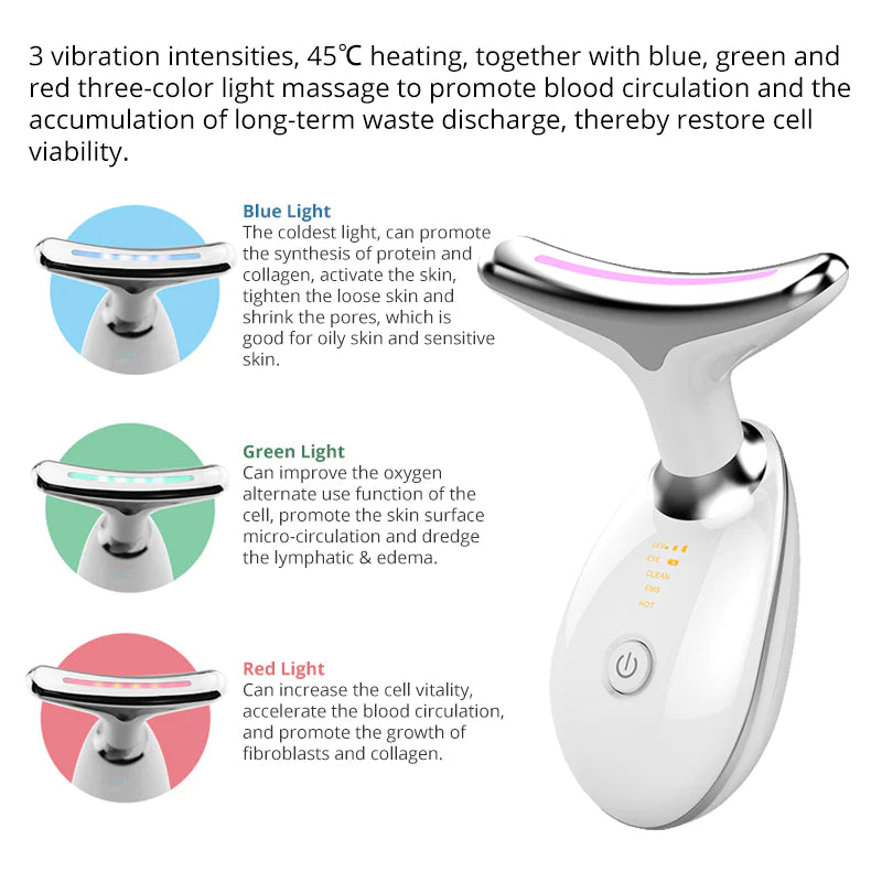 "Revitalize and Rejuvenate with our EMS Thermal Neck Lifting and Tightening Massager - The Ultimate Electric Microcurrent Wrinkle Remover and LED Photon Face Beauty Device for Women!"