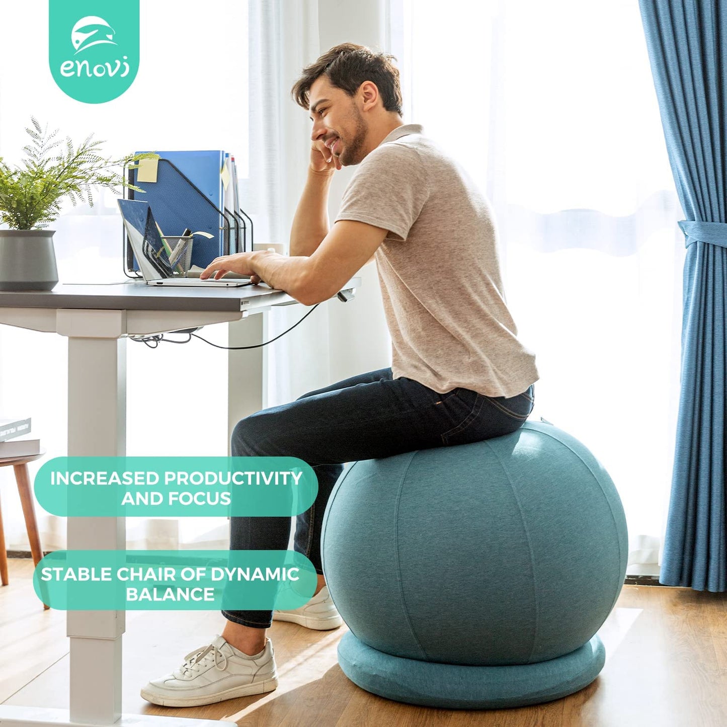 "Pro Balance Ball Chair: Optimize Comfort and Support for Work, Yoga, and Pregnancy. Stylish, Ergonomic Design with Slipcover and Stable Base. Relieve Back Pain and Embrace a Healthier, Active Lifestyle. Multiple Color and Size Options Available."