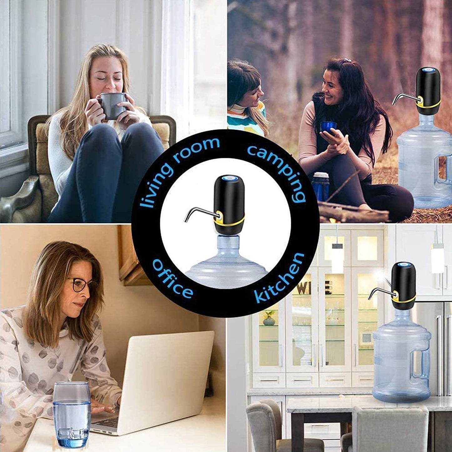 "HydroPump: Convenient Electric Water Jug Pump for Effortless, On-the-Go Drinking Water Dispensing from 3-5 Gallon Bottles – Ideal for Outdoor Adventures!"