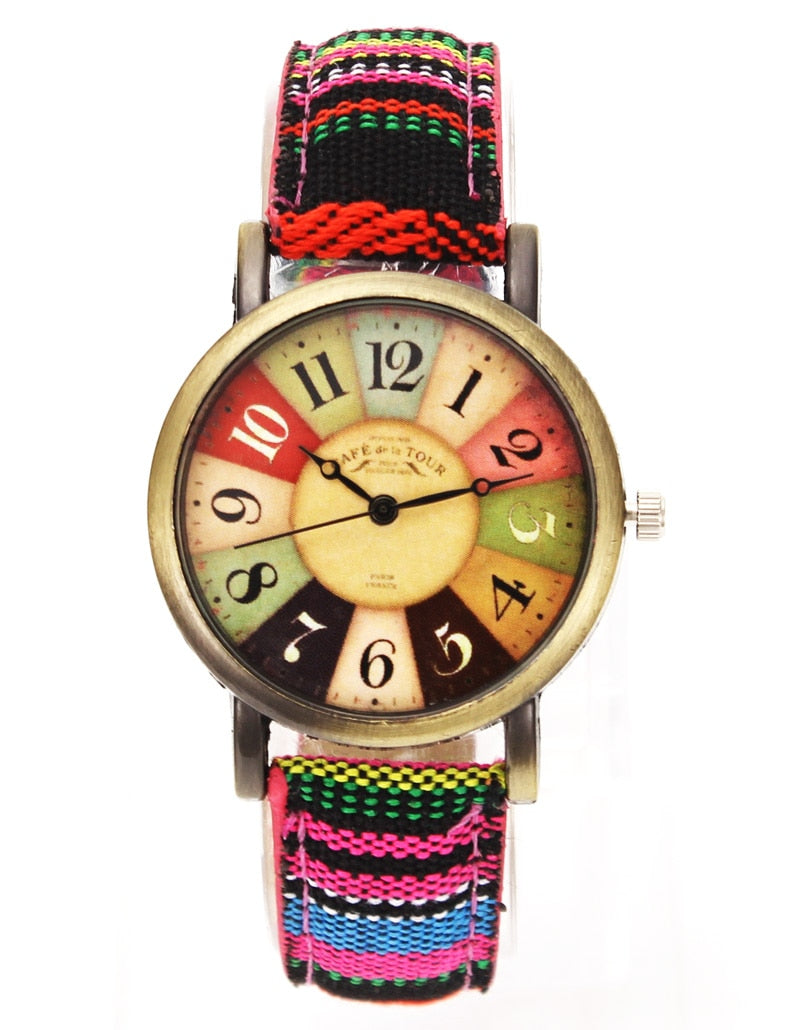 Trending Movie-Inspired Retro Watches: Unisex Military Camouflage Belt Denim Canvas Band Quartz Wrist Watch