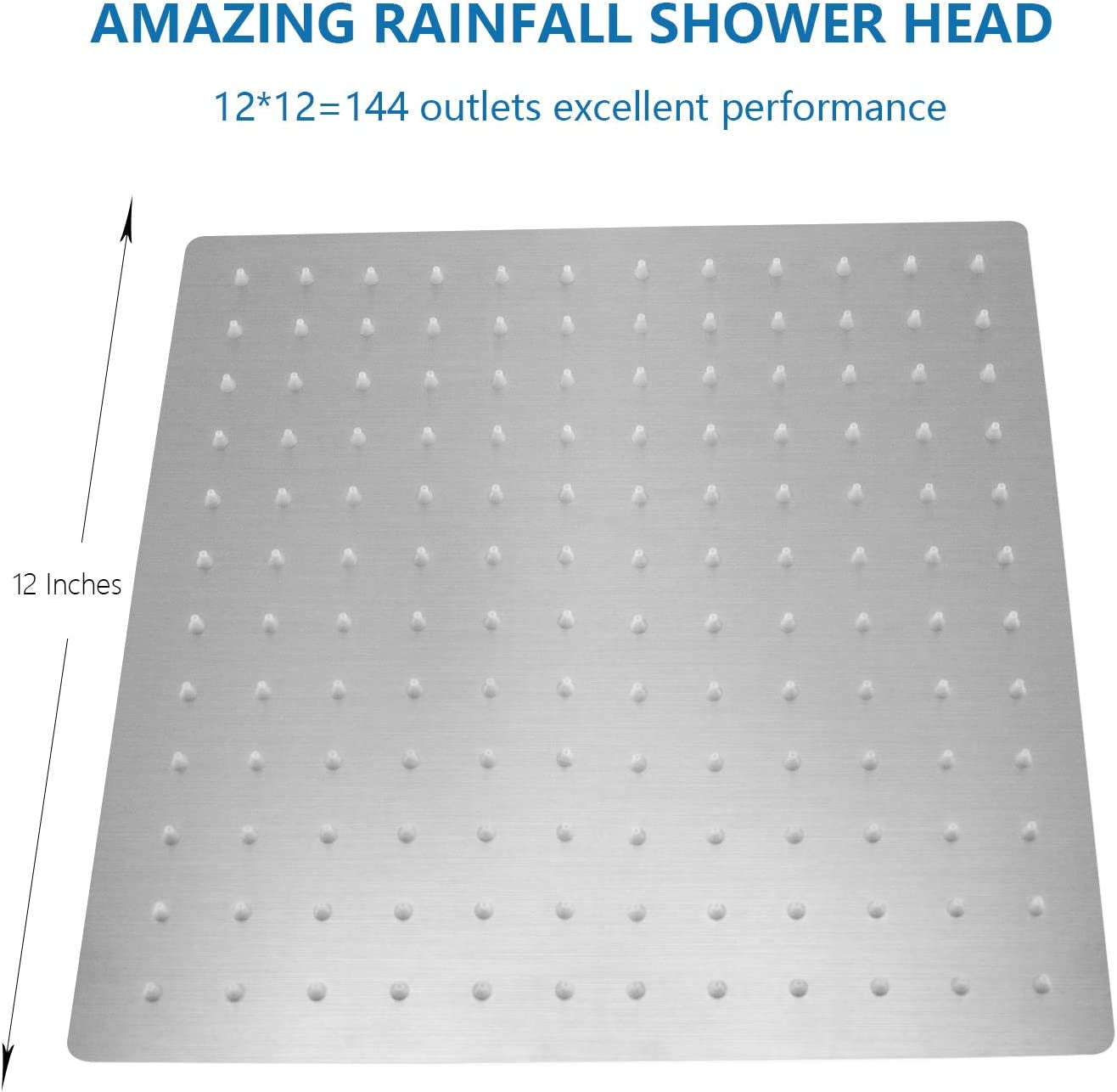 "Enhance Your Shower Experience with the High Flow Stainless Steel Rain Shower Head - Elegant Waterfall Bath Shower, Ideal for Ceiling or Wall Mount (12 Inch, Brushed Nickel)"