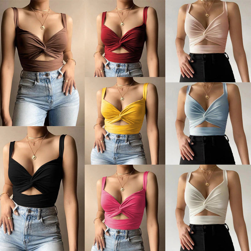 2023 Elegant Women's Sleeveless Crop Top, Ladies Vest Casual Tank Top, Women's Tube Top in Black and White
