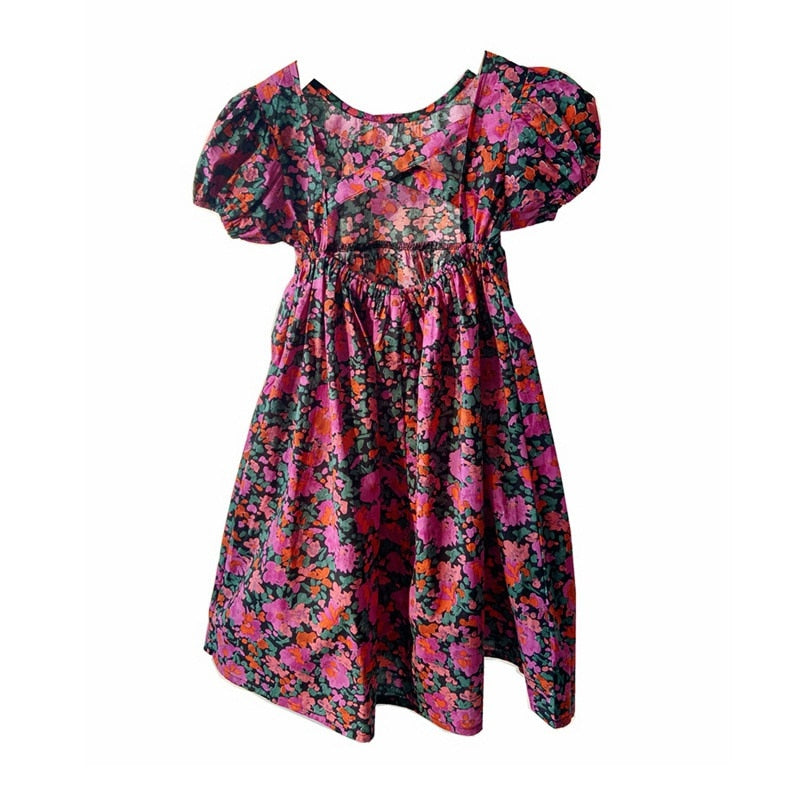 Girl Fairy Floral Backless Casual Dress