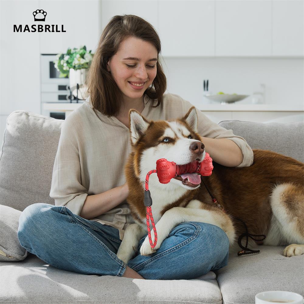 Pet Dog Toy Interactive Rubber Dumbbells'