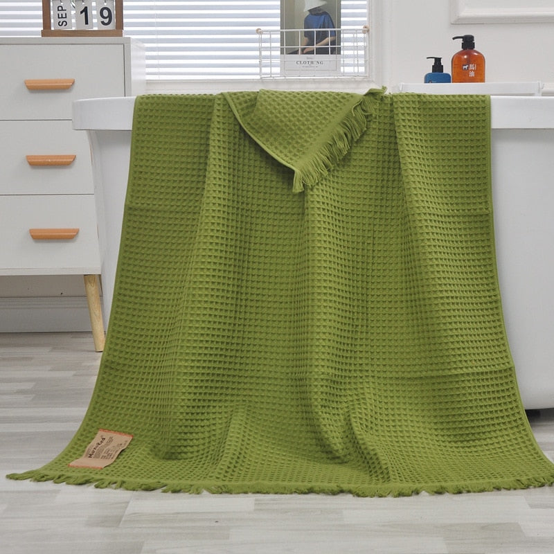 Waffle Honeycomb Tassel Shawl