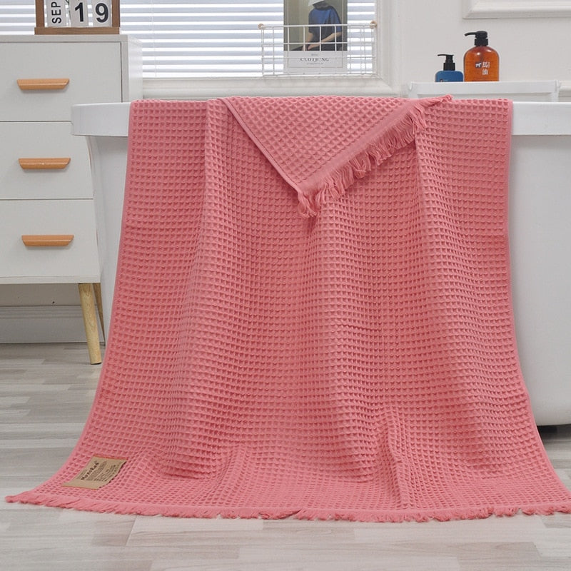 Waffle Honeycomb Tassel Shawl