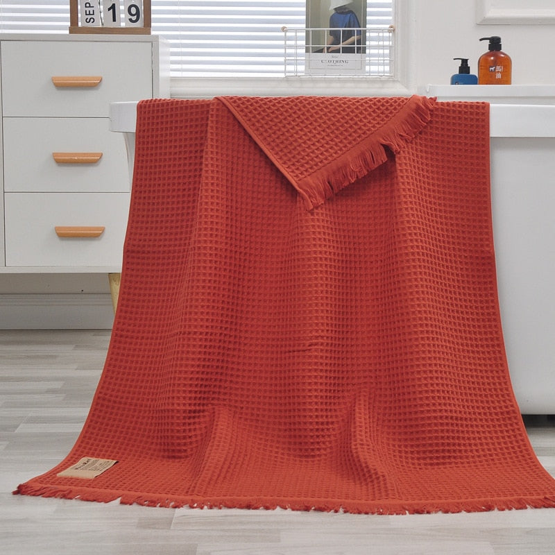 Waffle Honeycomb Tassel Shawl