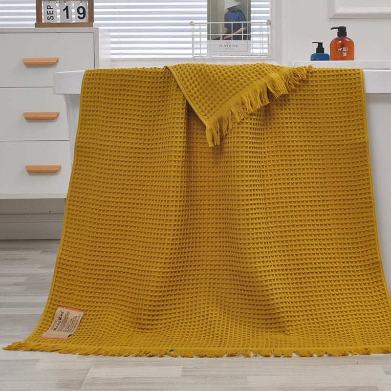 Waffle Honeycomb Tassel Shawl