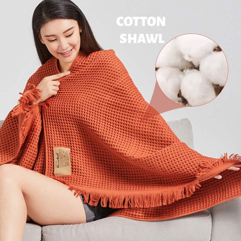 Waffle Honeycomb Tassel Shawl Waffle Honeycomb Tassel Shawl
