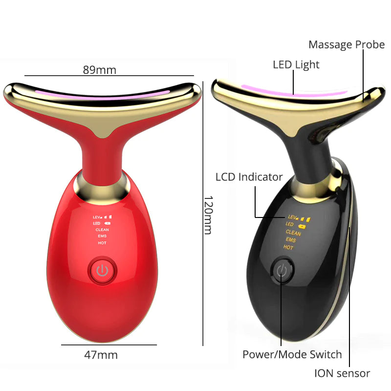 "Revitalize and Rejuvenate with our EMS Thermal Neck Lifting and Tightening Massager - The Ultimate Electric Microcurrent Wrinkle Remover and LED Photon Face Beauty Device for Women!"