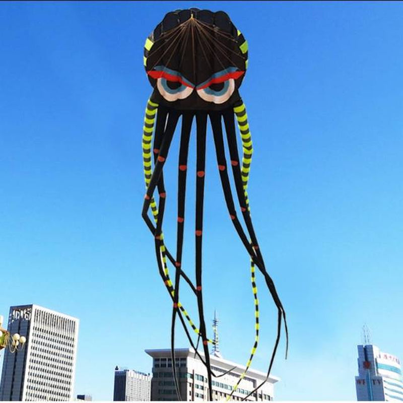 Professional title: "Premium 8-Meter Four-Color Octopus Kite - Large Animal Soft Kite for Outdoor Use - Inflatable Design for Adults - Easy to Fly Nylon Construction with High Tear Resistance"