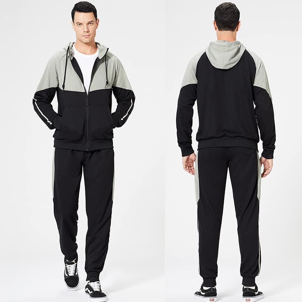 "Premium Men's Athletic Tracksuit: Hooded, Full-Zip Jogging Sweatpants Set for Unmatched Comfort and Style"