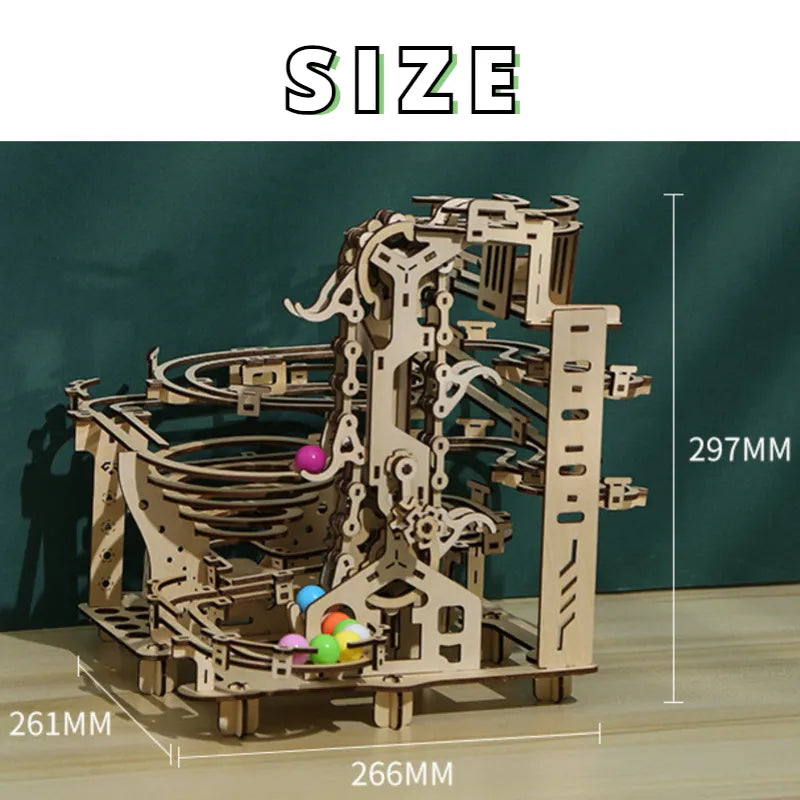 "Endless Fun 3D Marble Run Set - Build, Play and Learn with 335PCS Wooden Puzzle Maze - Perfect STEM Educational Toy for Kids and Adults"