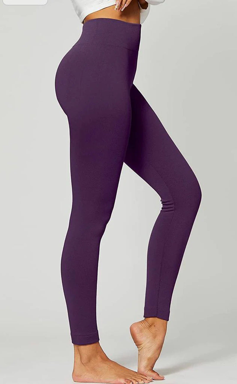 PBG Women's Fleece Leggings - Assorted Colors, High Waist, Stretchy, and Warm - One Size (Recommended for Small-Large)