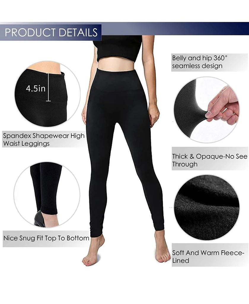 PBG Women's Fleece Leggings - Assorted Colors, High Waist, Stretchy, and Warm - One Size (Recommended for Small-Large)
