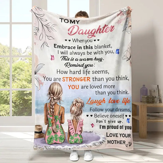 DaughterSnug – Flannel Blanket for Her | Ultra-Soft Polyester | Mother's Day Gift of Warmth & Love