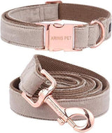 "Premium ARING Velvet Dog Collar and Leash Set - Soft, Comfy & Adjustable for Ultimate Canine Comfort!"