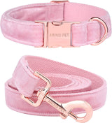 "Premium ARING Velvet Dog Collar and Leash Set - Soft, Comfy & Adjustable for Ultimate Canine Comfort!"
