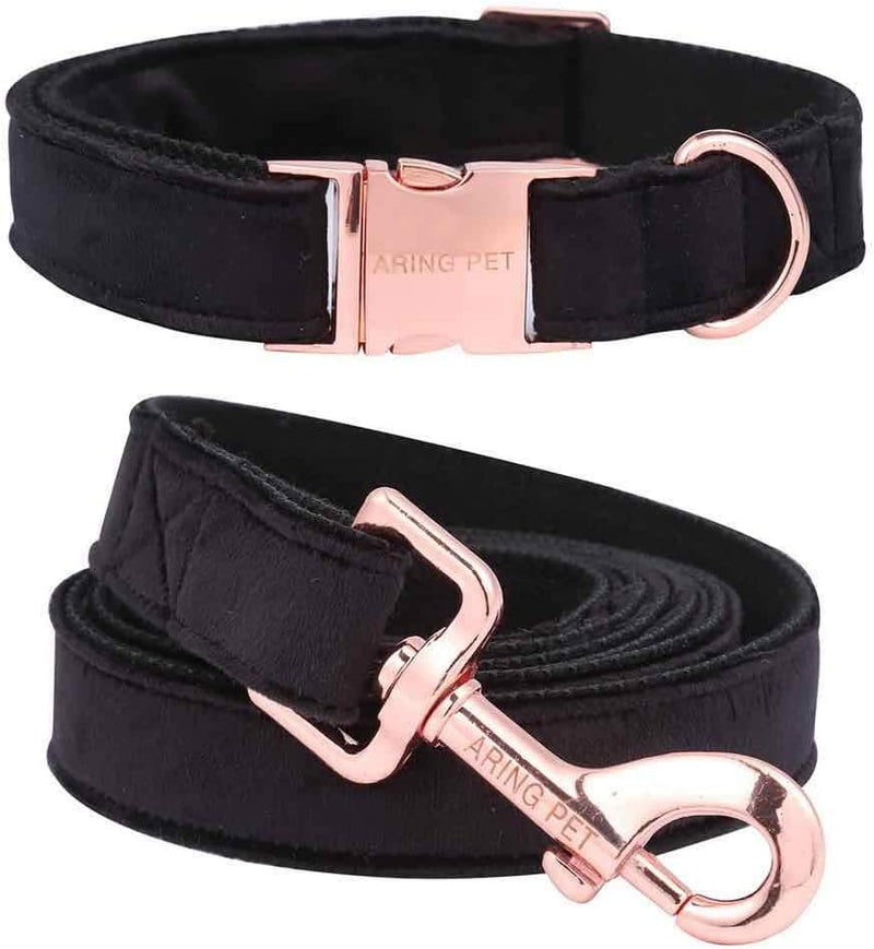 "Premium ARING Velvet Dog Collar and Leash Set - Soft, Comfy & Adjustable for Ultimate Canine Comfort!"