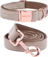 "Premium ARING Velvet Dog Collar and Leash Set - Soft, Comfy & Adjustable for Ultimate Canine Comfort!"