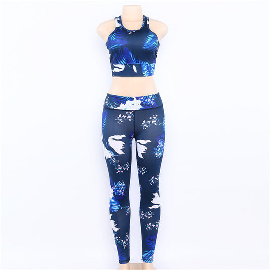 Women's Floral Print Yoga Set - Bra & Leggings Outfit