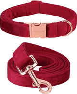 "Premium ARING Velvet Dog Collar and Leash Set - Soft, Comfy & Adjustable for Ultimate Canine Comfort!"