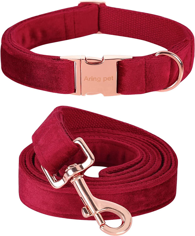 "Premium ARING Velvet Dog Collar and Leash Set - Soft, Comfy & Adjustable for Ultimate Canine Comfort!"