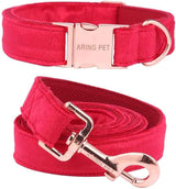 "Premium ARING Velvet Dog Collar and Leash Set - Soft, Comfy & Adjustable for Ultimate Canine Comfort!"