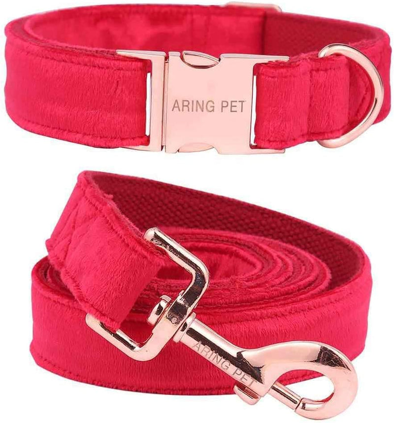 "Premium ARING Velvet Dog Collar and Leash Set - Soft, Comfy & Adjustable for Ultimate Canine Comfort!"