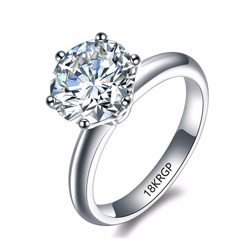 Round White Gold Zircon Diamant Ring