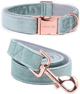 "Premium ARING Velvet Dog Collar and Leash Set - Soft, Comfy & Adjustable for Ultimate Canine Comfort!"