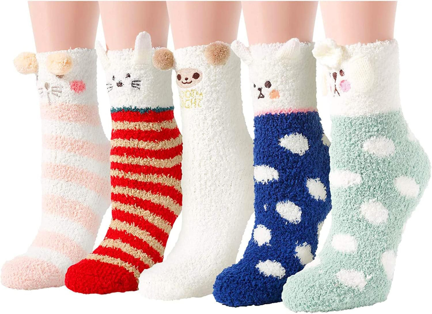 Women's Colorful Animal Slipper Socks with Fuzzy Texture for Indoor Use