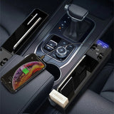 Car Seat Gap Storage Box with Dual USB Port Charger and Cable Organizer for iOS/Android/Type C - Auto Stowing and Tidying Solution