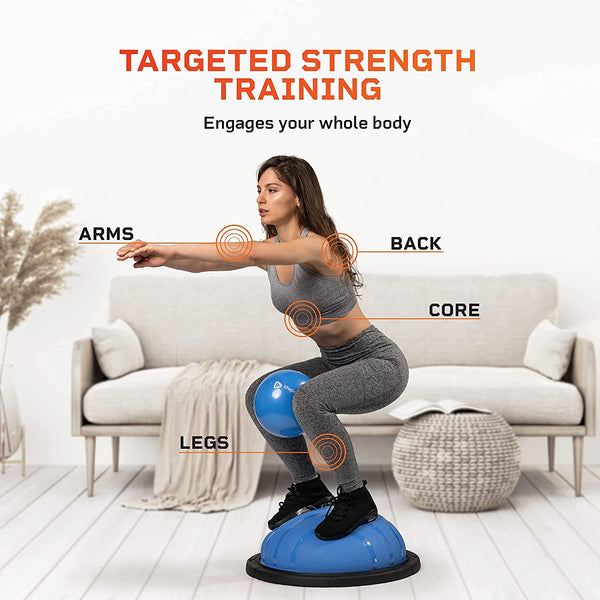 "Enhance Your Fitness Regimen with the Half Exercise Ball - The Ultimate Balance Ball Trainer for Comprehensive Body Workouts and Physical Therapy"