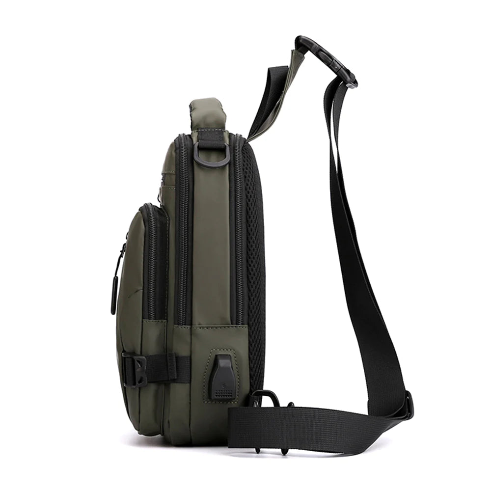 "Ultimate Men's Crossbody Bag: Stylish, Waterproof, and Equipped with USB Charging Port for On-the-Go Convenience!"