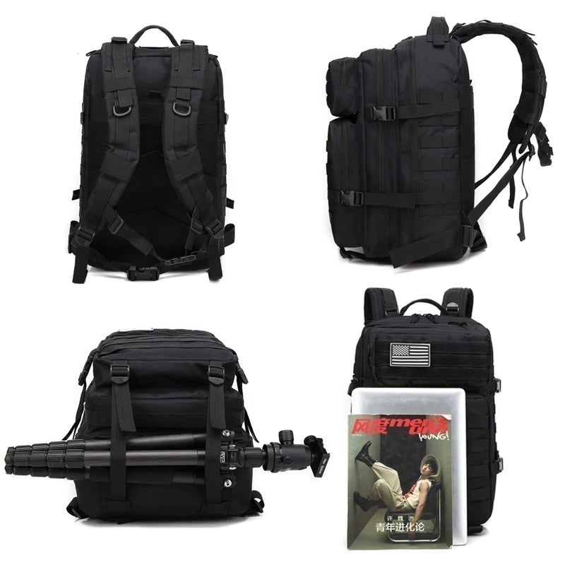 "Ultimate Waterproof Tactical Backpack: 50L Nylon Adventure Gear for Fishing, Hunting, and Outdoor Expeditions"