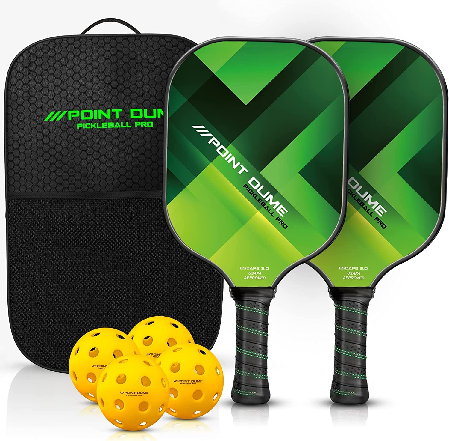 "Unleash Your Pickleball Power: Complete Set with High-Performance Graphite Carbon Paddle, 4 Pickleballs, Carry Case, and USAPA Approval"
