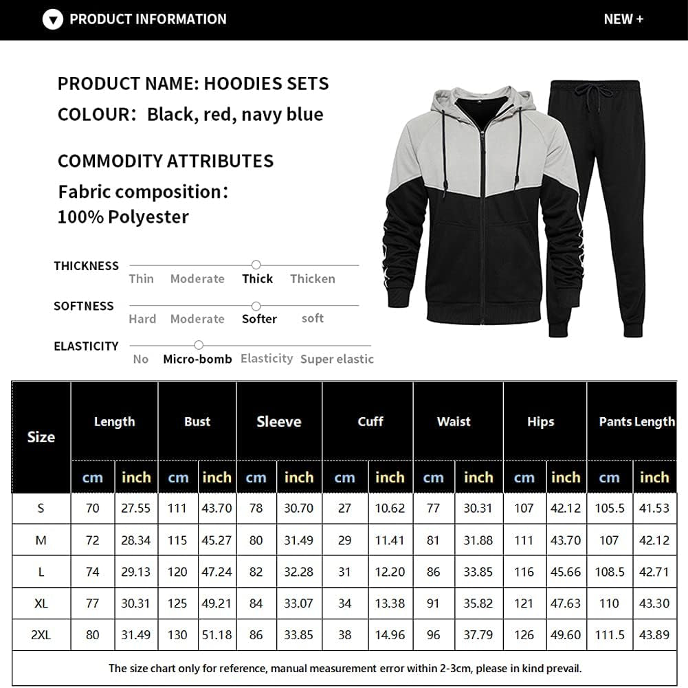 "Premium Men's Athletic Tracksuit: Hooded, Full-Zip Jogging Sweatpants Set for Unmatched Comfort and Style"