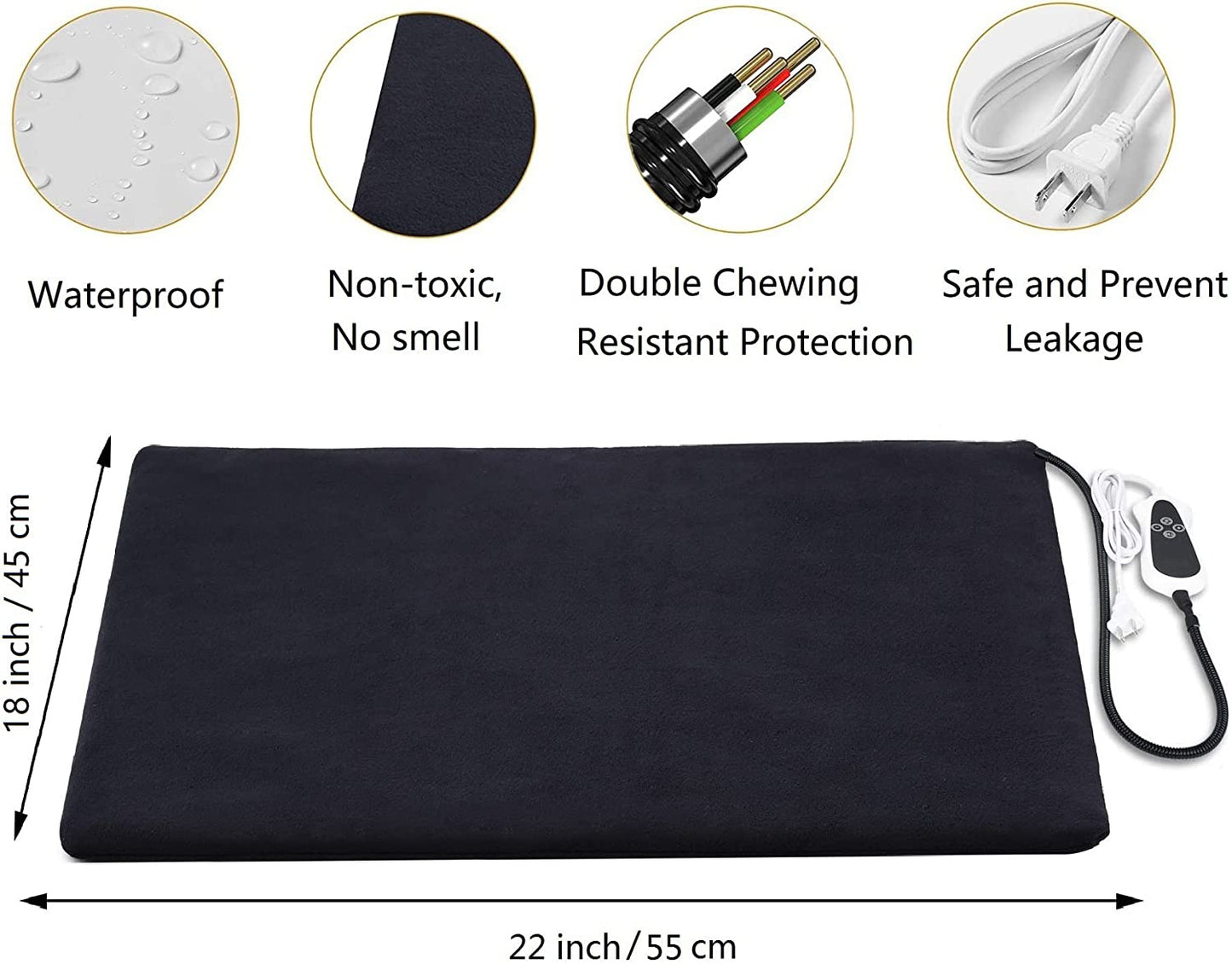 "Keep your furry friends warm and cozy with our adjustable electric heating pad! Perfect for cats and dogs, this waterproof pet mat features a timer for your convenience. Say goodbye to cold nights and hello to ultimate comfort!"
