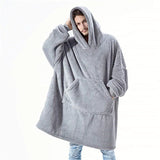 "Cozy Winter Hooded Sweater Blanket - Women's Oversized Fleece Blanket with Sleeves, Large Pocket, and Warm Thick TV Hoodie Robe - Perfect for Couples"