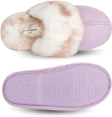 Women's Comfortable Faux Fur House Slipper Scuff with Memory Foam and Anti-Skid Sole