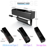 Car Seat Gap Storage Box with Dual USB Port Charger and Cable Organizer for iOS/Android/Type C - Auto Stowing and Tidying Solution
