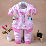 "Stylish and Cozy 3-Piece Baby Girl Hoodie Set: Ideal for 6M-4Y with Soft Cotton T-Shirt, Pants, and Sweater"