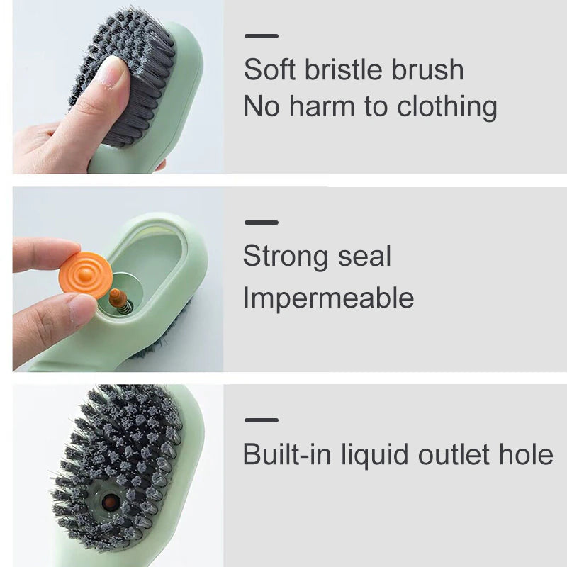 Multifunction Cleaning Shoe Brush Soft Automatic Liquid Shoe Brush Long Handle Clothes Brush Soap Brush with Hook Clean Tool