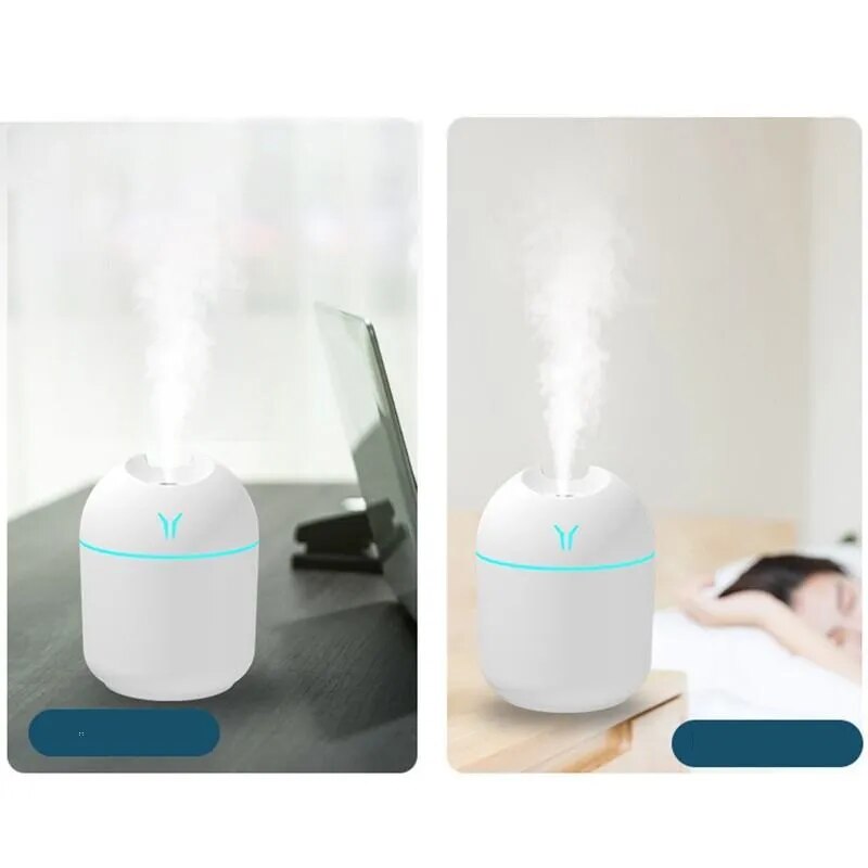 "Experience Serene Bliss: USB-Powered 250ML Mini Aromatherapy Humidifier with Romantic Light - Perfect for Home, Car, and Office Air Purification"